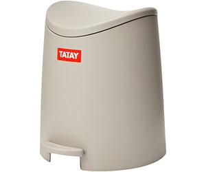 TATAY 3L Pedal Bathroom Bin | Hygienic, Touch-Free Opening | Soft-Close, Silent Lid | Removable Inner Bin for Easy Cleaning | Functional Design | 19 x 21.8 x 22.1 cm - Standard Model - Taupe