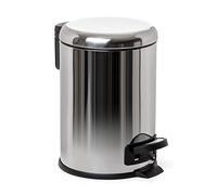 TATAY Bathroom Trash Bin with Stainless Steel Pedal, 3L Capacity, Remvable Inner Case, Cushioned Drop Closure, BPA Free, Metallic Colour. Measures 17,5 x 22,5 x 25 cm.