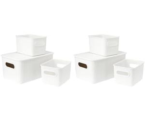 TATAY 7010901 Multipurpose Organizer Basket Set with Lid, 3X White, Medium (Pack of 2)