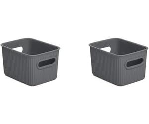Tatay Baobab Multi-Purpose Small Storage Basket with Capacity for 1.5 Litres, Anthracite Grey, 12.5 x 16.4 x 10 cm (Pack of 2)