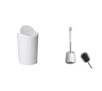 TATAY Bath Bucket, Polypropylene, White, 6L & Ibergrif M34152 Silicone Toilet Brushes & Holders, Deep Cleaner, Toilet Brush with Quick Drying Holder Set for Bathroom