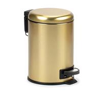 TATAY Bathroom Bin with Pedal 3L | Soft Close Lid | Compact and Removable Inner Bucket | Stainless Steel Build | Ideal for Small Bathrooms - Gold Toilet Bin