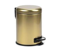 TATAY Bathroom Bin with Pedal 5L | Sophisticated and Compact Look | Soft Close Lid | Practical Removable Bucket | Made from Highly Resistant Materials - Gold Toilet Bin