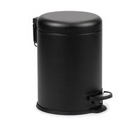 TATAY Bathroom Bin with Pedal 5L | Strong and Elegant Stainless Steel | Silent Soft Close Lid | Removable and Hygienic Bucket | Compact Design - Black Toilet Bin