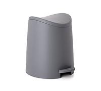 TATAY Bathroom Trash Bin with plastic Pedal, 3L Capacity, Remvable Inner Case, Cushioned Drop Closure, BPA Free, Black. Measures 17.5 x 22.5 x 25 cm, Grey