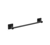 TATAY Bathroom Towel Holder, from the NERO bathroom accessories collection, Stainless Steel and Zamak, Double Fixing System with Screws and Glu fix, Resists up to 10Kg, Black 6 x 6,5 x 45 cm