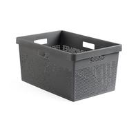 TATAY Bohol Laundry Basket, 40L Capacity, Polypropylene, BPA Free, 100% Recycled Plastic, Anthracite Grey, Dimensions: 41 x 33 x 50 cm