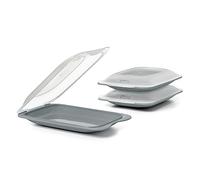 TATAY Cold Cuts Container 12x3.1x18 cm BPA-Free Microwave Safe Freezer Safe | Cold Cuts Container | 3-Piece Set | Dishwasher Safe | Stackable Design | Removable Lid | Set of 3 Mini | Fridge Storage, Grey