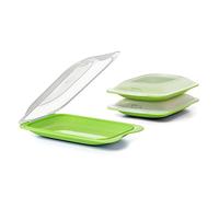TATAY Cold Cuts Container 12x3.1x18 cm BPA-Free Microwave Safe Freezer Safe | Cold Cuts Container | 3-Piece Set | Dishwasher Safe | Stackable Design | Removable Lid | Set of 3 Mini | Fridge Storage, Lime