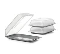 TATAY Set of 3 Cold Meat Containers with Lid MAXI, BPA Free, Reusable, Stackable, Dishwasher and Microwave Safe, Anthracite Grey Colour. Sizes 17 x 6,2 x 25,2 cm