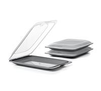 TATAY Set of 3 Cold Meat Containers with Lid, BPA Free, Reusable, Stackable, Dishwasher and Microwave Safe, Anthracite Grey Colour. Sizes 17 x 3,2 x 25,2 cm