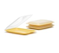 TATAY Cold Meat Containers for Fridge | Set of 3 Standard | Fridge Storage | Removable Lid, Stackable | Microwave, Freezer and Dishwasher Safe | BPA-Free, 17 x 3.2 x 25.2 cm, Colour Yellow
