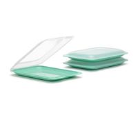 TATAY Cold Meat Containers for Fridge | Set of 3 Standard | Fridge Storage | Removable Lid, Stackable | Microwave, Freezer and Dishwasher Safe | BPA-Free, 17 x 3.2 x 25.2 cm, Colour Mint