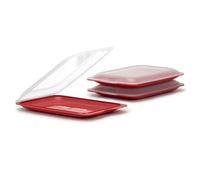 TATAY Cold Meat Containers for Fridge | Set of 3 Standard | Fridge Storage | Removable Lid, Stackable | Microwave, Freezer and Dishwasher Safe | BPA-Free, 17 x 3.2 x 25.2 cm, Colour Cranberry