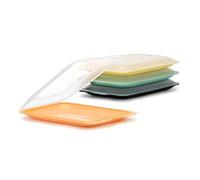 TATAY Cold Meat Containers for Fridge | Set of 4 Standard | Fridge Storage | Removable Lid, Stackable | Microwave, Freezer and Dishwasher Safe | BPA-Free, 17 x 3.2 x 25.2 cm, Pastel Colours