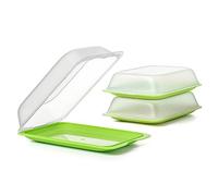 TATAY Set of 3 Cold Meat Containers with Lid MAXI, BPA Free, Reusable, Stackable, Dishwasher and Microwave Safe, Lime Colour. Sizes 17 x 6,2 x 25,2 cm