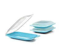 TATAY Cold Meat Containers for Fridge | Set of 3 Mini | Fridge Storage | Removable Lid, Stackable | Microwave, Freezer and Dishwasher Safe | BPA-Free, 12 x 3.1 x 18 cm, Colour Blue