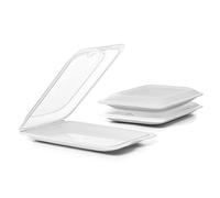 Tatay Set of 3 Cold Meat Containers with Lid, BPA Free, Reusable, Stackable, Dishwasher and Microwave Safe, Pergamon White Colour. Sizes 17 x 3,2 x 25,2 cm