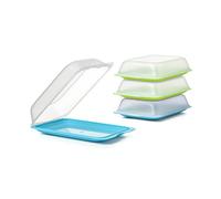TATAY Cold Meat Containers for Fridge | Set of 4 Maxi | Fridge Storage | Removable Lid, Stackable | Microwave, Freezer and Dishwasher Safe | BPA-Free, 17 x 6,2 x 25,2 cm, Colour Blue and Lime