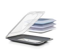 Tatay Set of 4 Cold Meat Containers with Lid, BPA Free, Reusable, Stackable, Dishwasher and Microwave Safe, Turquoise Colour. Sizes 17 x 3,2 x 25,2 cm