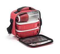 TATAY Cool Bag Lunch Box - Urban Food&Drink Casual 3L | 2 x 0.5L Containers + 0.4L Bottle | Waterproof | Triple-Layer Insulation, Semi-Rigid | Inner Pocket | 22.5x10x22 cm, Red Polka Dots