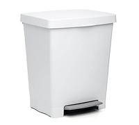 TATAY Kitchen Bin Cubik, 23 Litre Capacity, Retractable Pedal, Polypropylene, BPA Free, 30 Litre Garbage Bag, White. Dimensions 33.5 x 30 x 39 cm