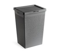 TATAY Dirty Clothes Basket 60L Bohol | Minimalist Design | Flip Lid & Side Handles | Optimal Ventilation | 100% Recycled BPA-Free Plastic | 42.5x33.5x60 cm, Gray