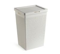 TATAY Dirty Clothes Basket 60L Bohol | Minimalist Design | Flip Lid & Side Handles | Optimal Ventilation | 100% Recycled BPA-Free Plastic | 42.5x33.5x60 cm, White