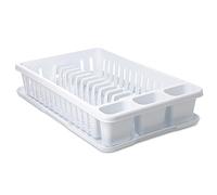 Tatay Dish Drying Rack with Tray, BPA-Free PP Dish Drying Rack with Compartment for Plates and Cutlery Measures 27 x 42 x 10, White