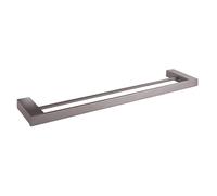 TATAY Double Towel Bar, from the Oslo Collection, in Aluminum, Screw Fixing System, Color Grey. Measures 11.5 x 3 x 61 cm
