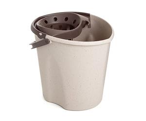 TATAY ECOHOME Oval Mop Bucket, Polypropylene, BPA Free, Pressure Drainage, with Handles. Made in Spain. 100% recycled materials, Beige Colour. Measures 34 x 28 x 30,5 cm, One Size,1104106