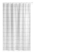 TATAY Fabric Shower Curtain 140 x 200 cm | Includes 8 Hooks | Washable Shower Curtain with Modern Design | Durable Polyester Fabric | Industrial Model - White & Black