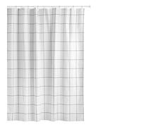 TATAY Fabric Shower Curtain 180 x 200 cm | Includes 12 Hooks | Washable Shower Curtain with Modern Design | Durable Polyester Fabric | Industrial Model - White & Black