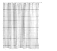 TATAY Fabric Shower Curtain 220 x 200 cm | Includes 16 Hooks | Washable Shower Curtain with Modern Design | Durable Polyester Fabric | Industrial Model - White & Black