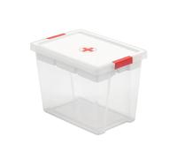 TATAY First Aid Box 15L | Plastic Storage Box with Lid and 5-Compartment Tray | Lid with Hinges Included | Ergonomic Handles | Recycled BPA-Free Plastic | 25x36x26 cm, White