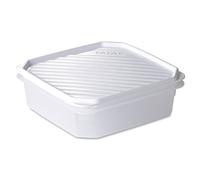 TATAY Food Storage, Airtight, 1.3 L of Capacity, Flexible Pressure Lid, BPA free, Suitable Microwave and Dishwasher, White. Measures: 18,5 x 18,5 x 6,1 cm