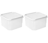 TATAY Food Container 2.9L Top Flex | Pressure Lid | Plastic Food Containers with Lids | Microwave, Dishwasher, Fridge & Freezer Safe | BPA-Free Plastic | 18.5x18.5x12.2 cm, White (Pack of 2)