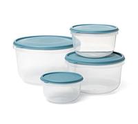 Tatay Set of 4 Food Lunch Boxes (1 x 0.3L, 1 x 0.6L, 1 x 1.2L, 1 x 2.2L), Flexible Lid, BPA Free, Microwave, Dishwasher and Freezer Safe. Blue
