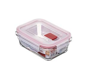 TATAY Glass Container Cook & Eat 0.37 L 11.2x15.2x5.7 cm Leakproof BPA-Free | Glass Container Kitchen | Borosilicate Glass | Microwave Safe | Freezer Safe | Oven Safe | Secure Clip Lid | Steam Valve, Red