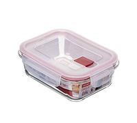 TATAY Glass Container Cook & Eat 0.64 L 13.7x17.9x6.3 cm Leakproof BPA-Free | Glass Container Kitchen | Borosilicate Glass | Microwave Safe | Freezer Safe | Oven Safe | Secure Clip Lid | Steam Valve, Red