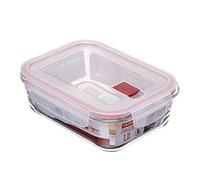 TATAY Glass Container Cook & Eat 1.1 L 15.7x20.7x6.9 cm Leakproof BPA-Free | Glass Container Kitchen | Borosilicate Glass | Microwave Safe | Freezer Safe | Oven Safe | Secure Clip Lid | Steam Valve, Red