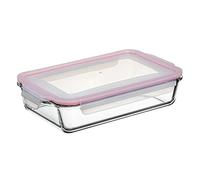 TATAY Glass Food Storage, Airtight, 2.2L of Capacity, Clip Lid, BPA free, Suitable Microwave, Dishwasher, Oven & Freezer. Red. Measures: 19.4 x 31.9 x 7.4 cm
