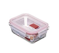 TATAY Glass Food Storage, Airtight, 0.37L of Capacity, Clip Lid, BPA free, Suitable Microwave, Dishwasher, Oven & Freezer. Red. Measures: 11.2 x 15.2 x 5.7 cm