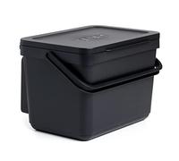 TATAY Kitchen Food Waste Compost Caddy Bin with Holder, 6L Capacity, Polypropylene, Made from 100% Recycled Materials, Black Colour. Measures 26,5 x 20,5 x 18,5 cm (1105615)