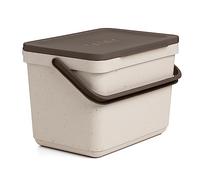 TATAY Kitchen Food Waste Compost Caddy Bin, 6L Capacity, Polypropylene, Made from 100 Percent Recycled Materials, Beige Colour, Marron (1105539), Measures 26,5 x 19 x 18,5 cm