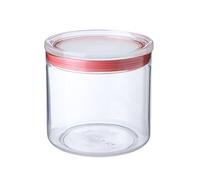 TATAY Kitchen Storage Container 1 L | Clear Kitchen Canister | Silicone Seal Lid | Stackable | BPA-Free Plastic | Dishwasher Safe | 12.5 x 12.5 x 12.5 cm, Red