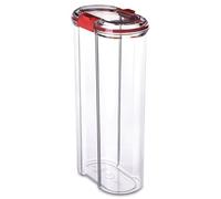 TATAY Kitchen Storage Container 2.5 L | Clear Kitchen Canister | Airtight Seal | Stackable | BPA-Free Plastic | Dishwasher Safe | 9 x 15.5 x 29 cm, Red