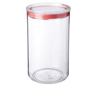 TATAY Kitchen Storage Container 2 L | Clear Kitchen Canister | Silicone Seal Lid | Stackable | BPA-Free Plastic | Dishwasher Safe | 12.5 x 12.5 x 22 cm, Red