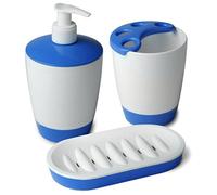 Tatay Kristal 3 Piece Set Dish, Toothbrush Holder, Soap Dispenser, ABS/Polystyrene, White, One Size