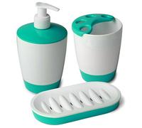 Tatay Kristal 3 Piece Set Dish, Toothbrush Holder, Soap Dispenser, ABS/Polystyrene, White, One Size